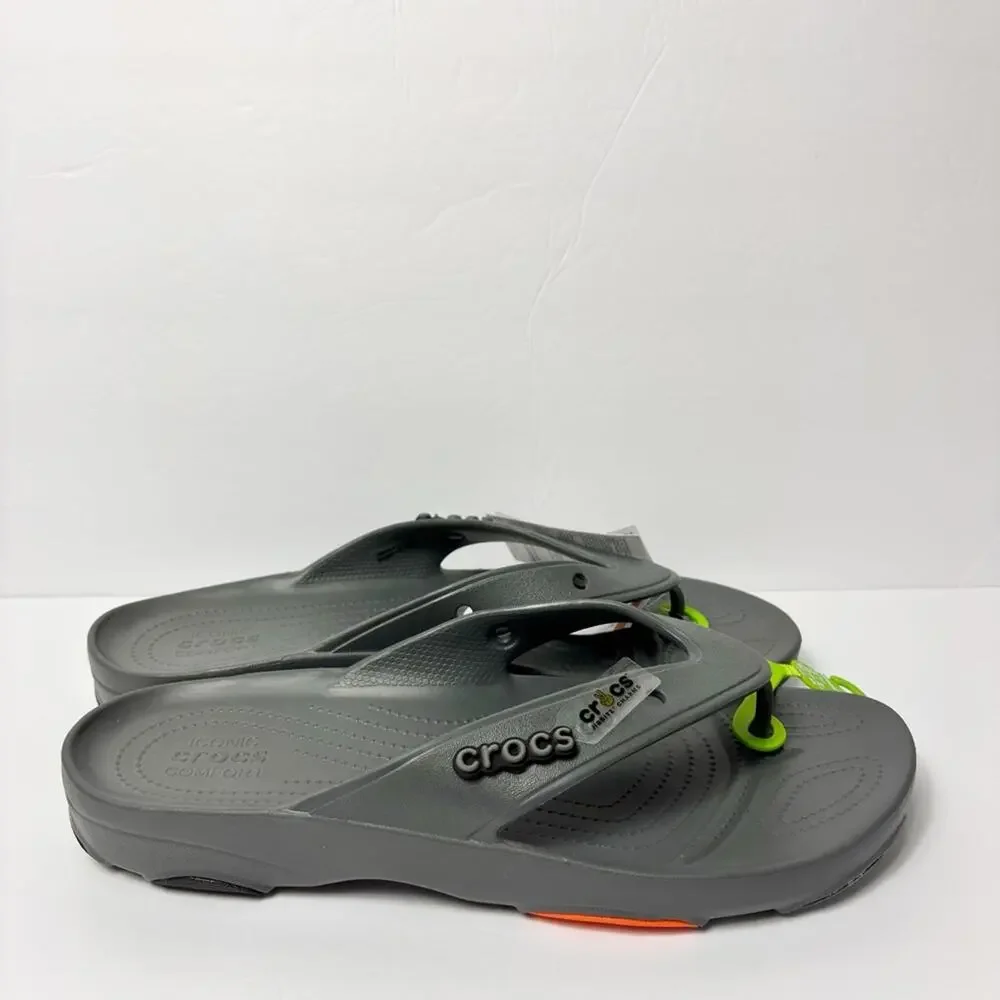 CROCS GREY CLASSIC ALL-TERRAIN FLIP COMFY SANDALS SIZE US 12 BRAND NEW WITH TAGS